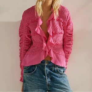 Free People We The Free Demi Pink Ruffle Jacket